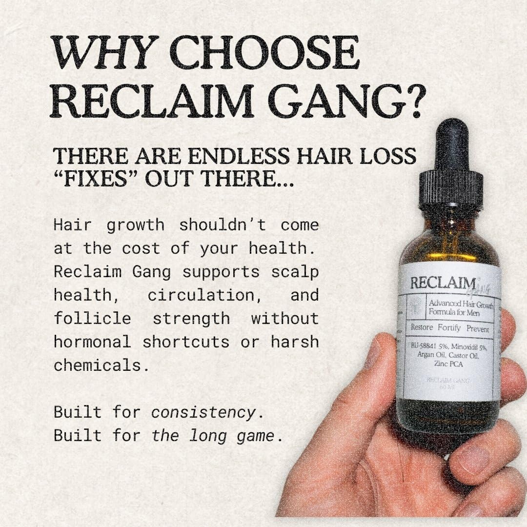 Reclaim Gang zinc-argan-castor ingredients showcase scalp-friendly blend.