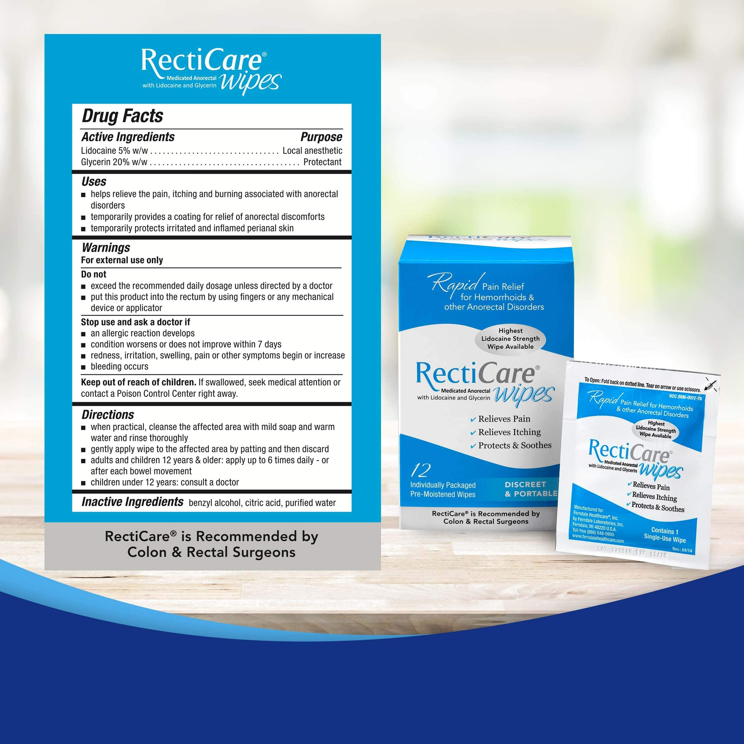 Recticare toallitas anorrectales medicadas para uso discreto en cualquier lugar
