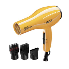 Red by Kiss 2000 ceramic dryer front view for smoother hair with tourmaline tech