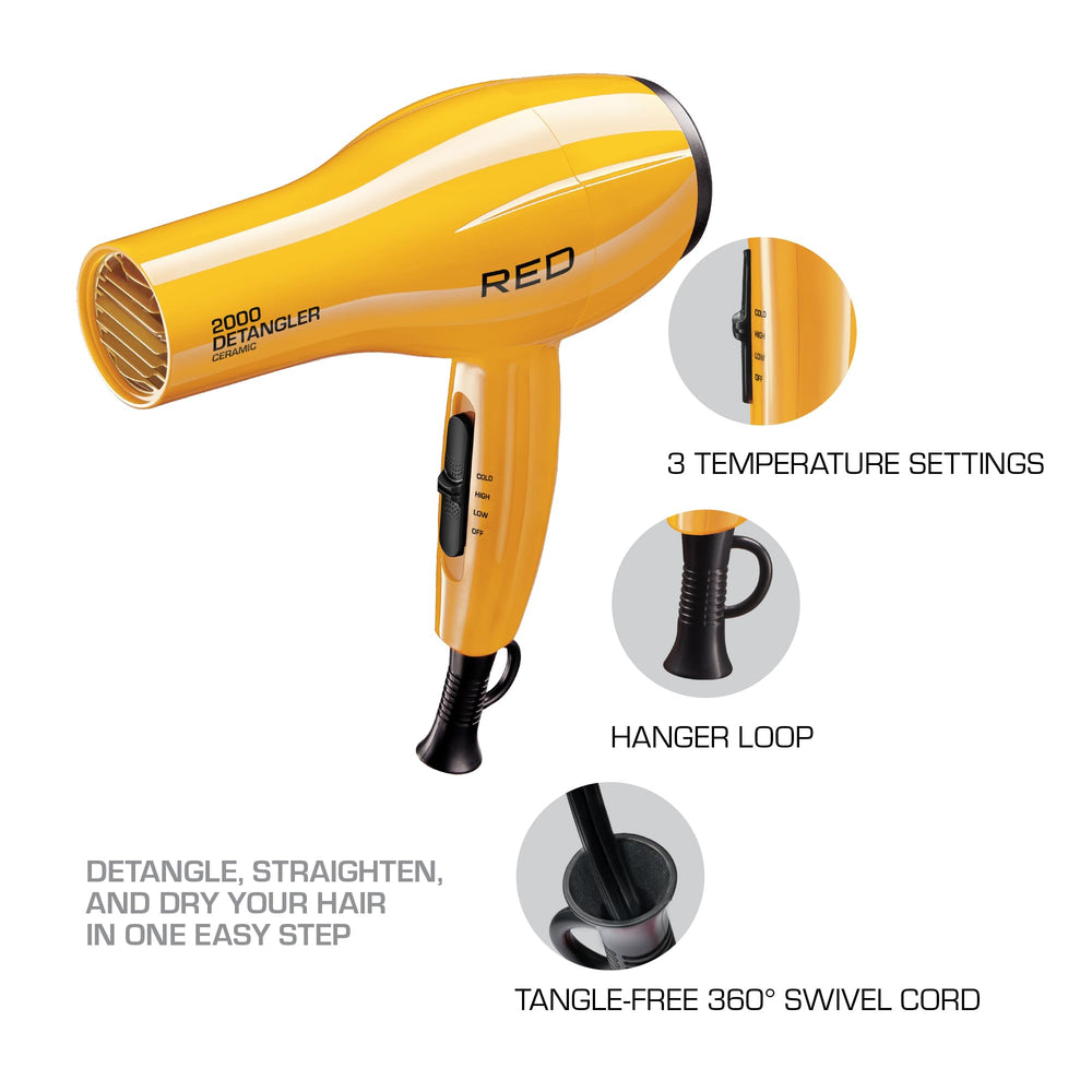 Red by Kiss 2000 double-layer detangler pik for efficient detangling