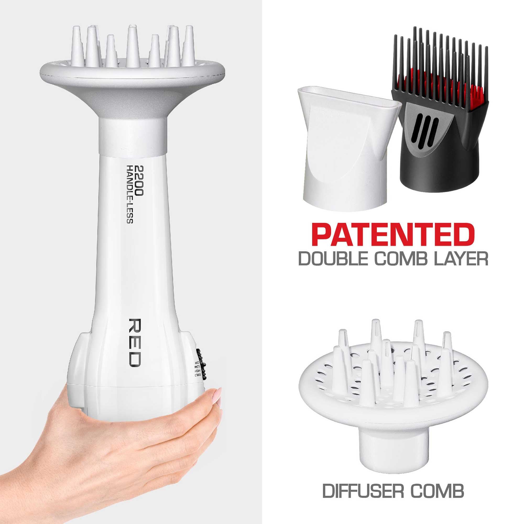 Red by Kiss air concentrator provides precise, focused drying.