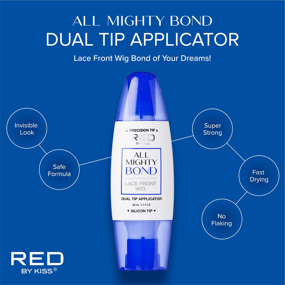 Dual tip applicator demonstrates precise glue application along lace front