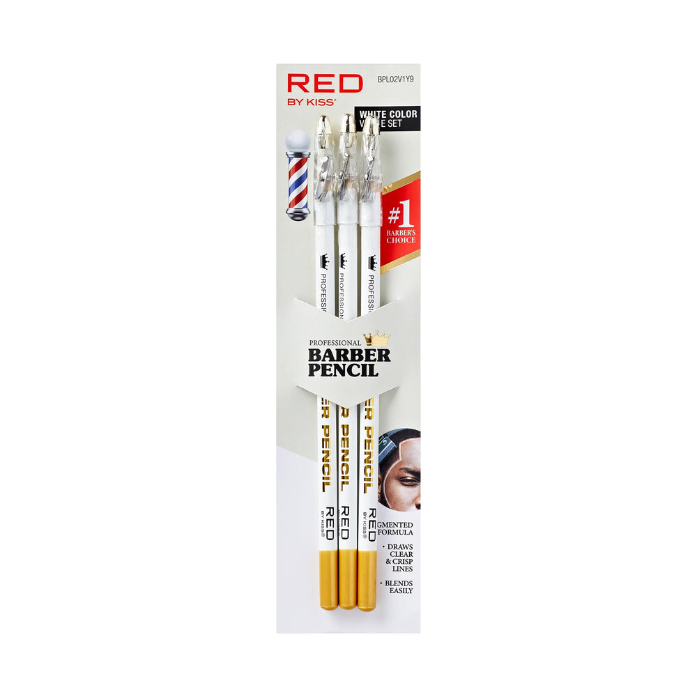 Red by Kiss barber pencil with built‑in sharpener ready for precise lines and quick touch-ups