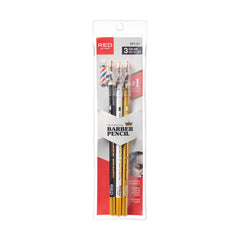 Red by Kiss Barber Pencil with built-in sharpener keeps tips ready for sharp lines.