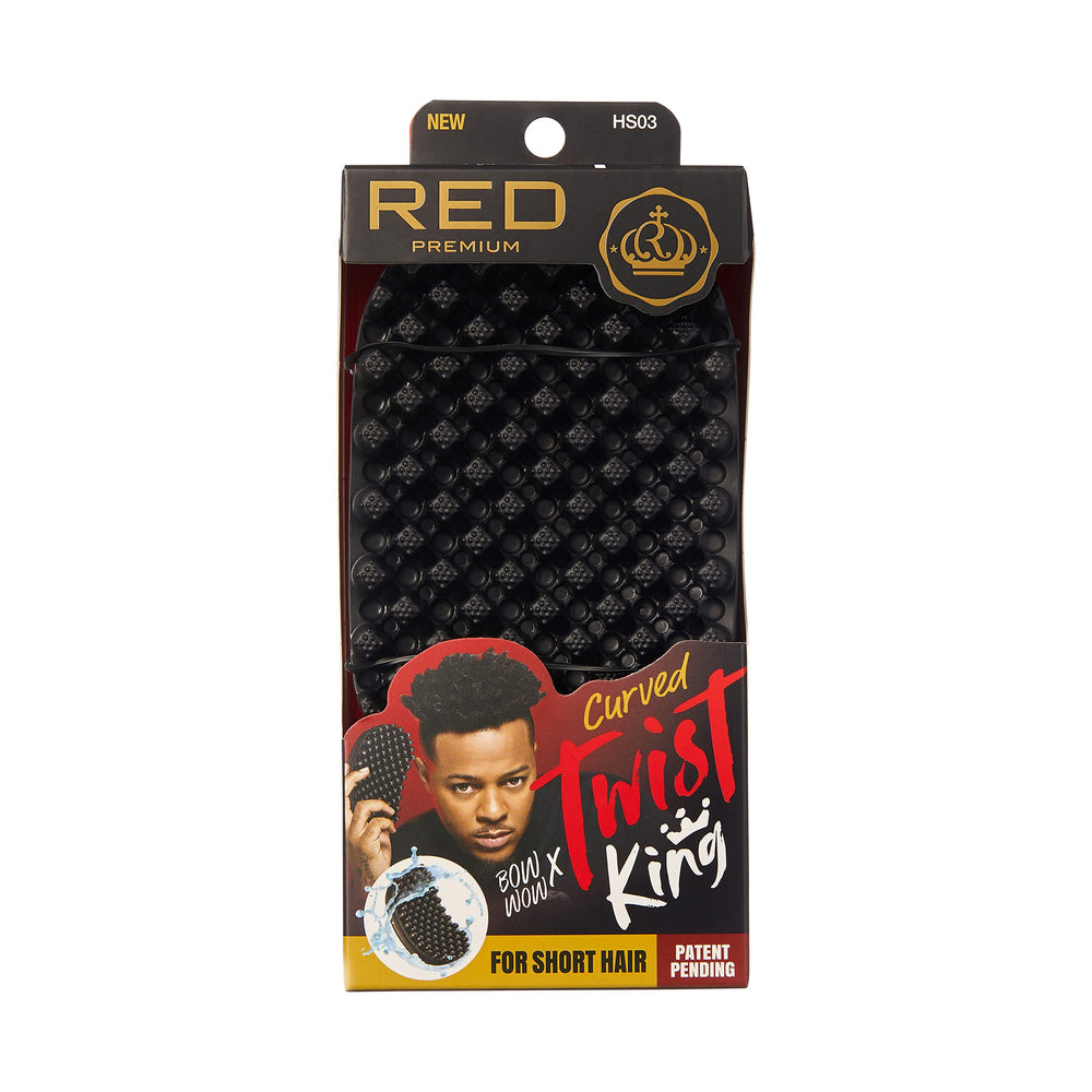 Red by Kiss Bow Wow X Twist King brush front view with ergonomic grip for easy styling.
