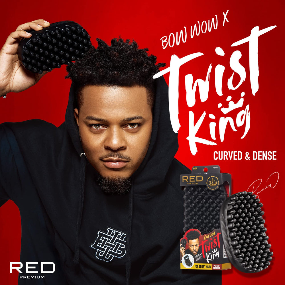 Curved dense bristles of Red by Kiss Bow Wow X Twist King for Afro curls.