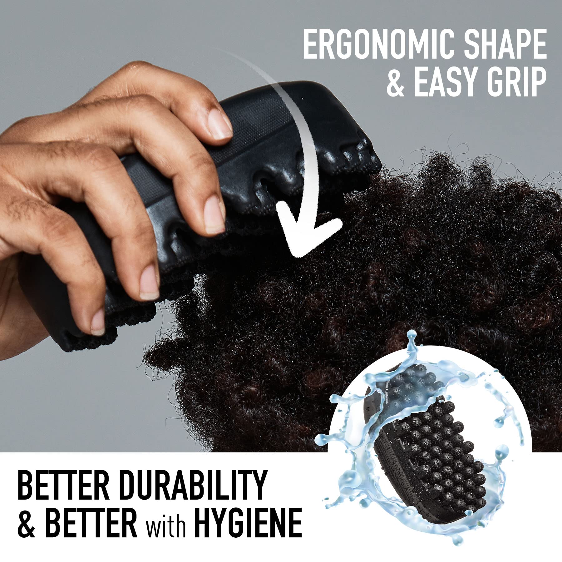 Quick styling use-case with rapid detangling and twist setting.