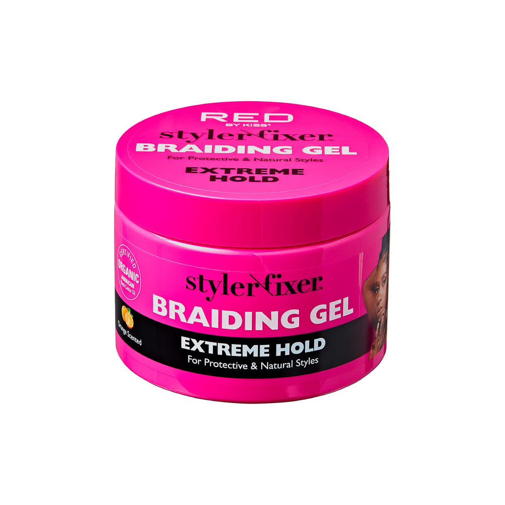 Red by Kiss Braiding Gel Extreme Hold bottle delivering strong control