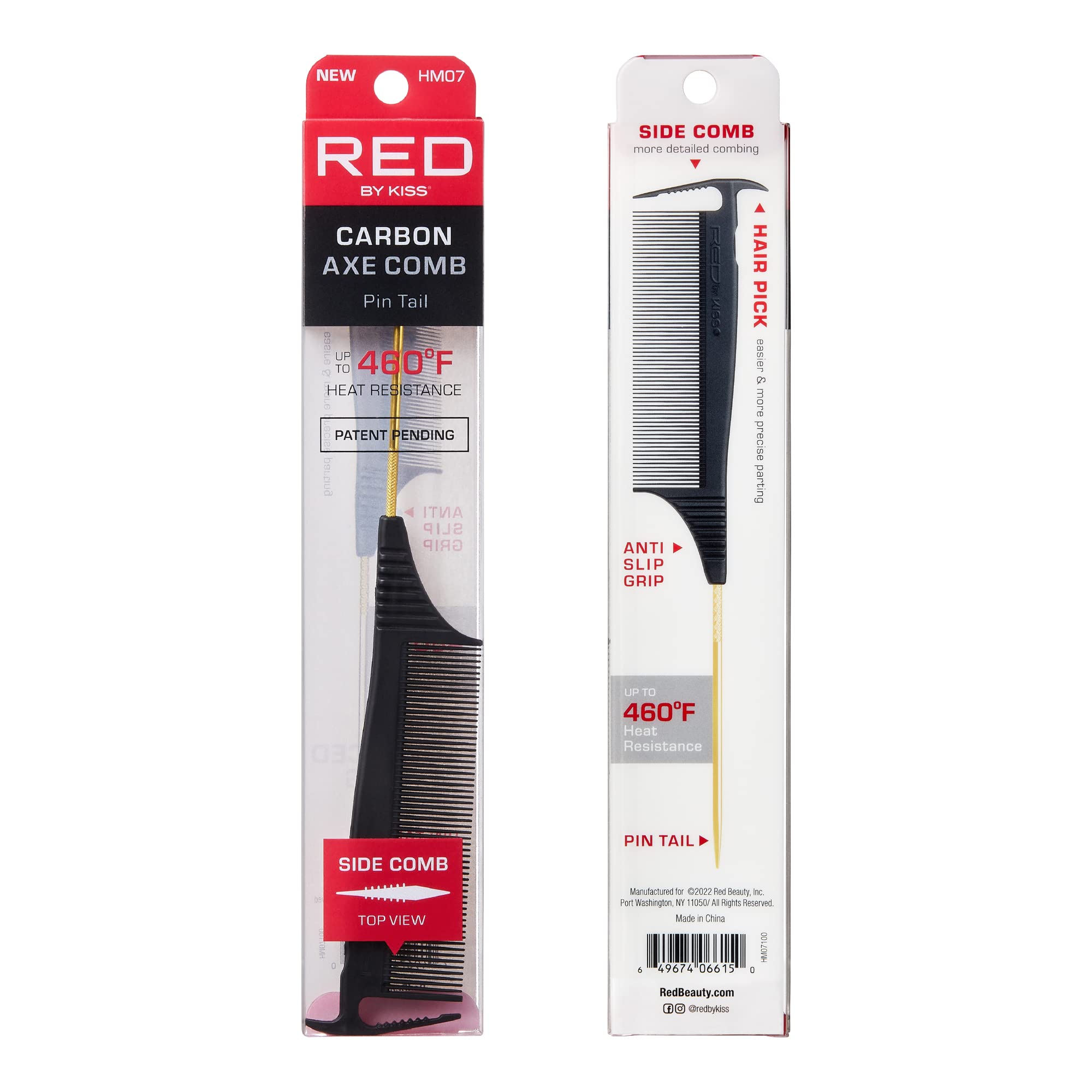 Red by Kiss Carbon Axe Comb in use during blow-dry for smooth styling.