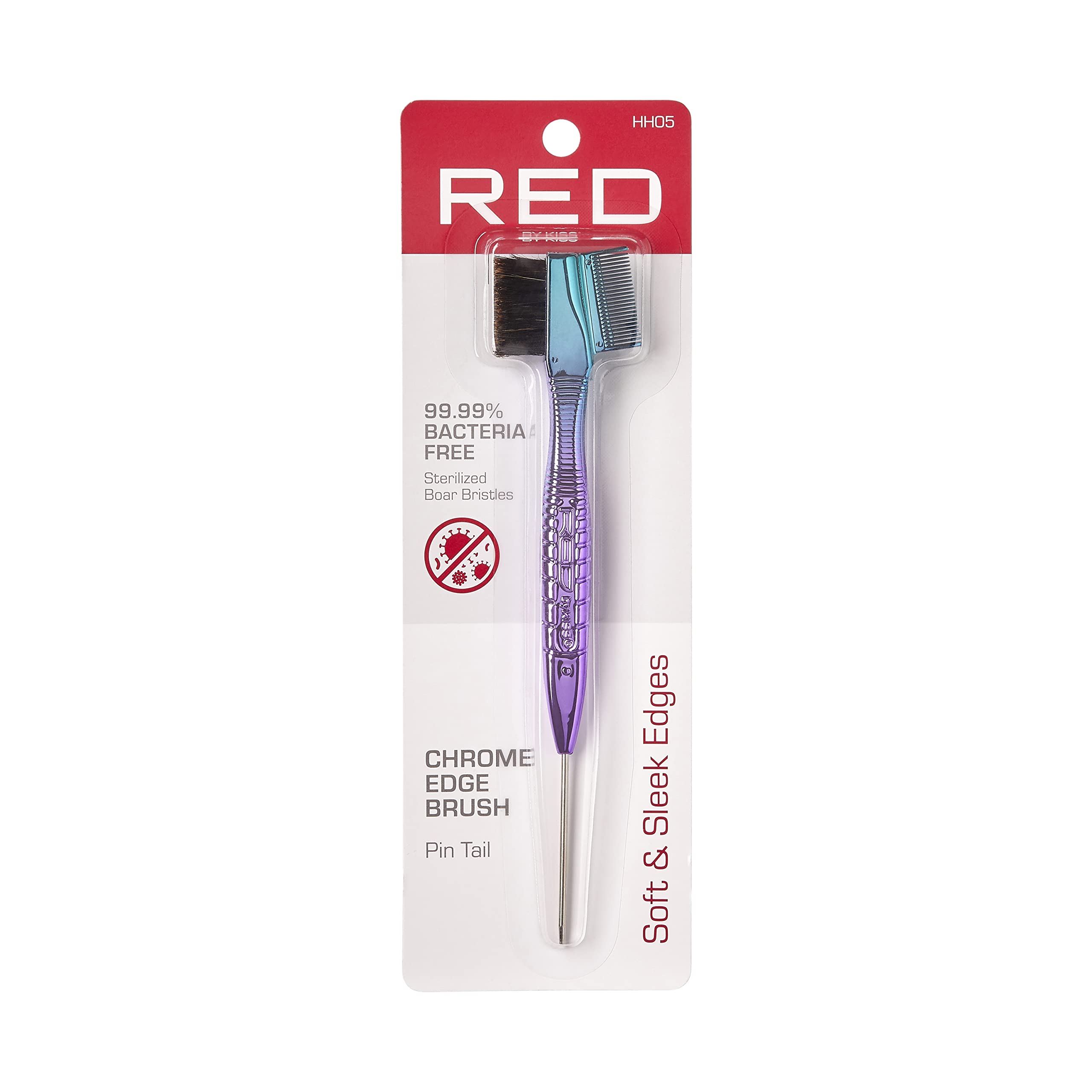 Red by Kiss Chrome Edge Brush with fine-tooth comb for precise edge work.