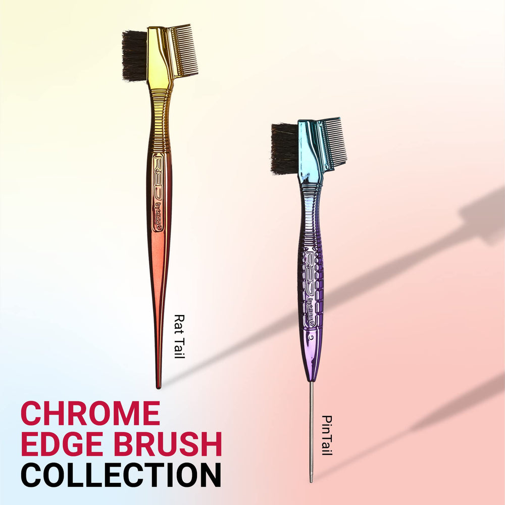 Red by Kiss Chrome Edge Brush for refined grooming with chrome aesthetics.