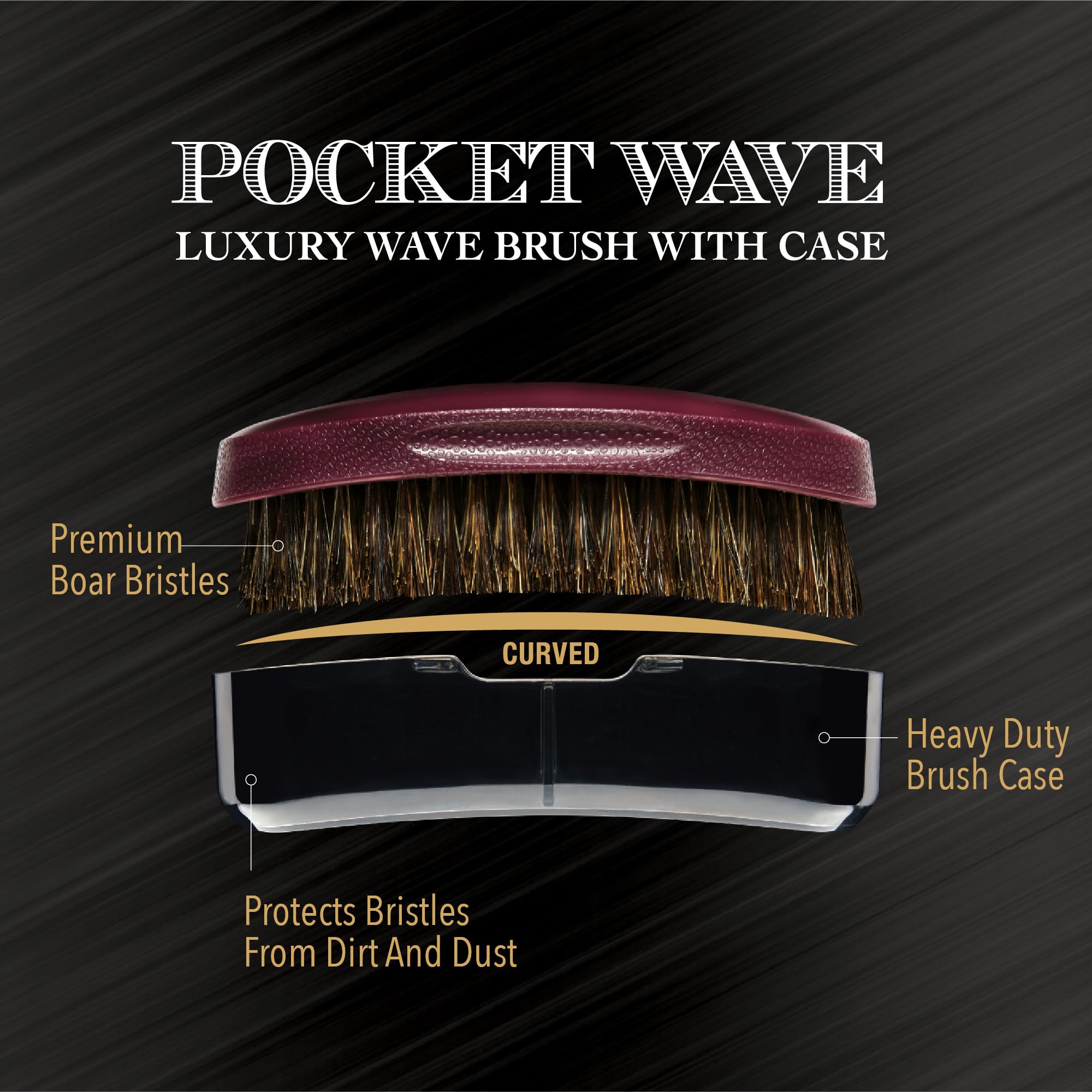Red by Kiss Curved Palm Brush with travel cover for clean bristles on the go