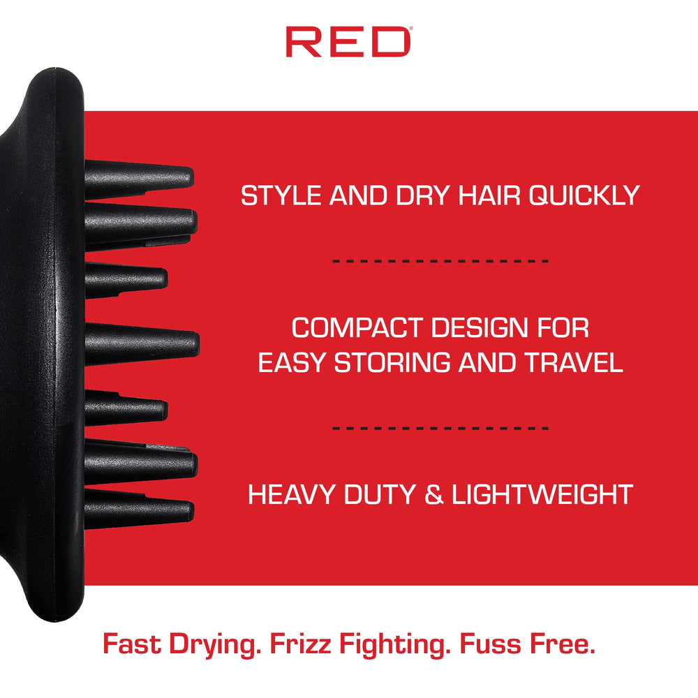 Red by Kiss diffuser features extra-long prongs for deeper root lift.
