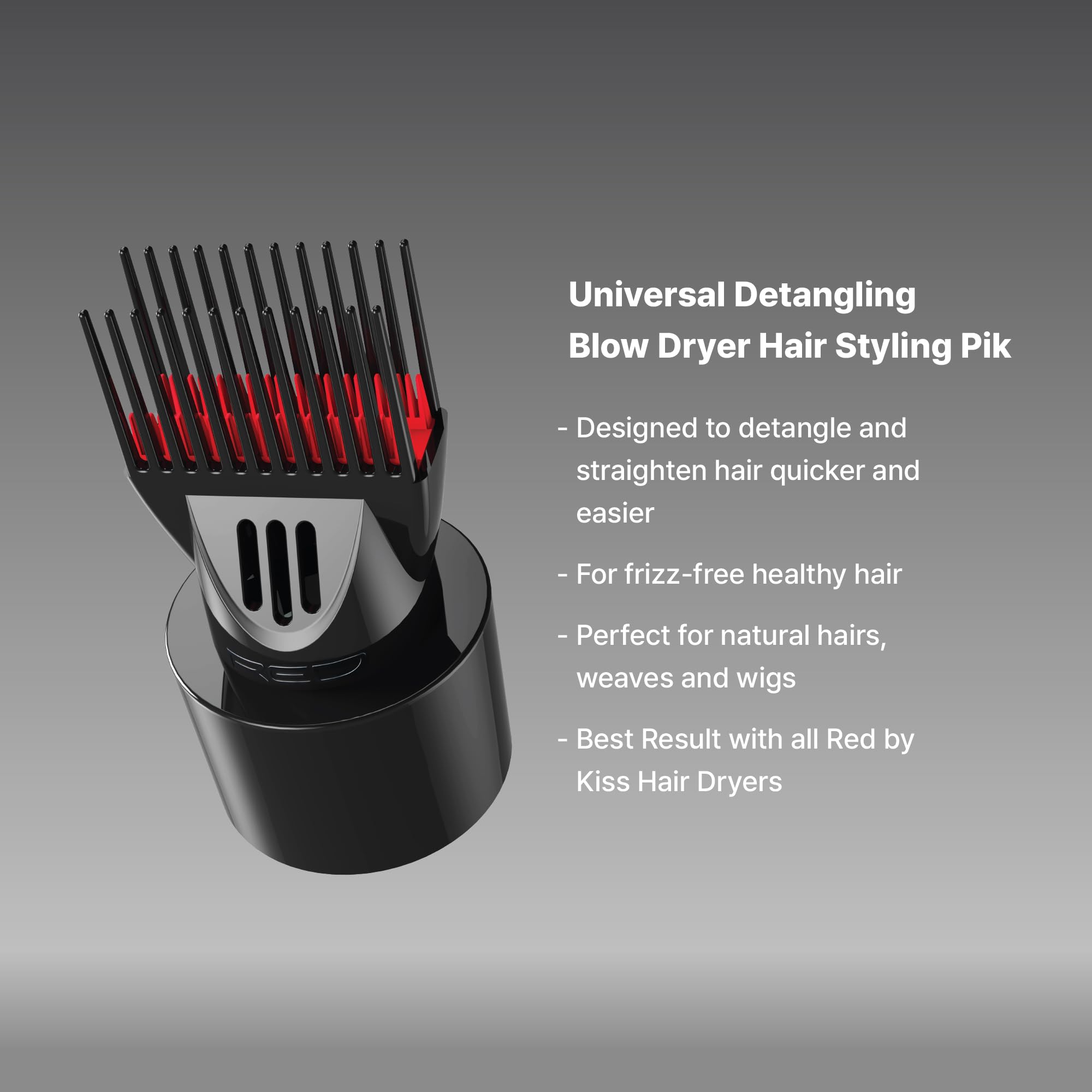 Red by Kiss double-layer pik provides tension for smooth detangling