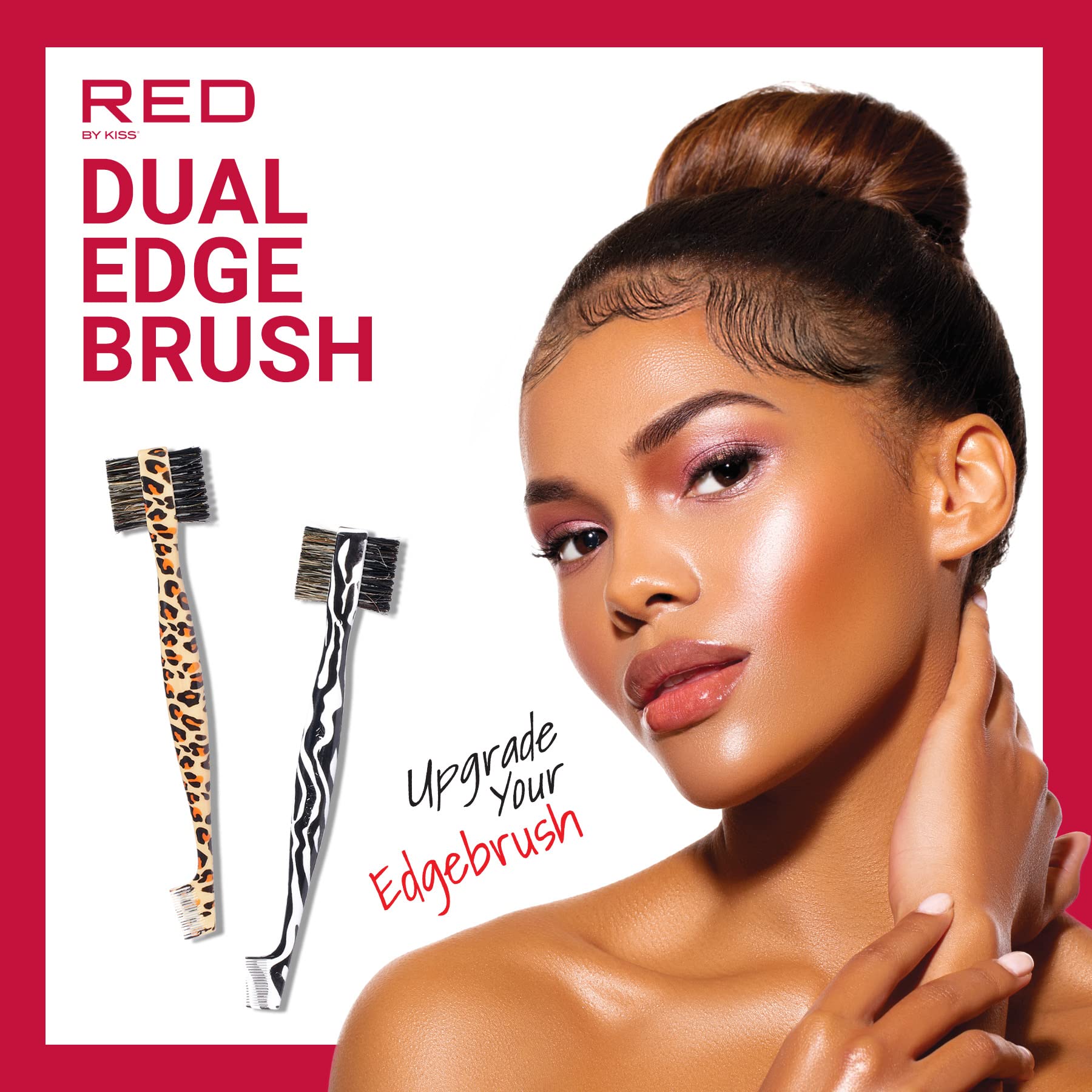 RED by Kiss Dual Edge Brush compact design is ideal for travel touch-ups.
