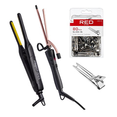 RED by Kiss flat iron edges precision for sleek short styles.