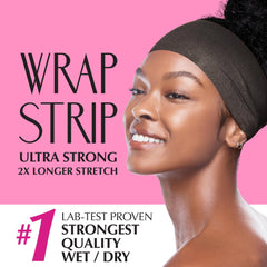 Red by Kiss white strip supports sleek edges during updos.