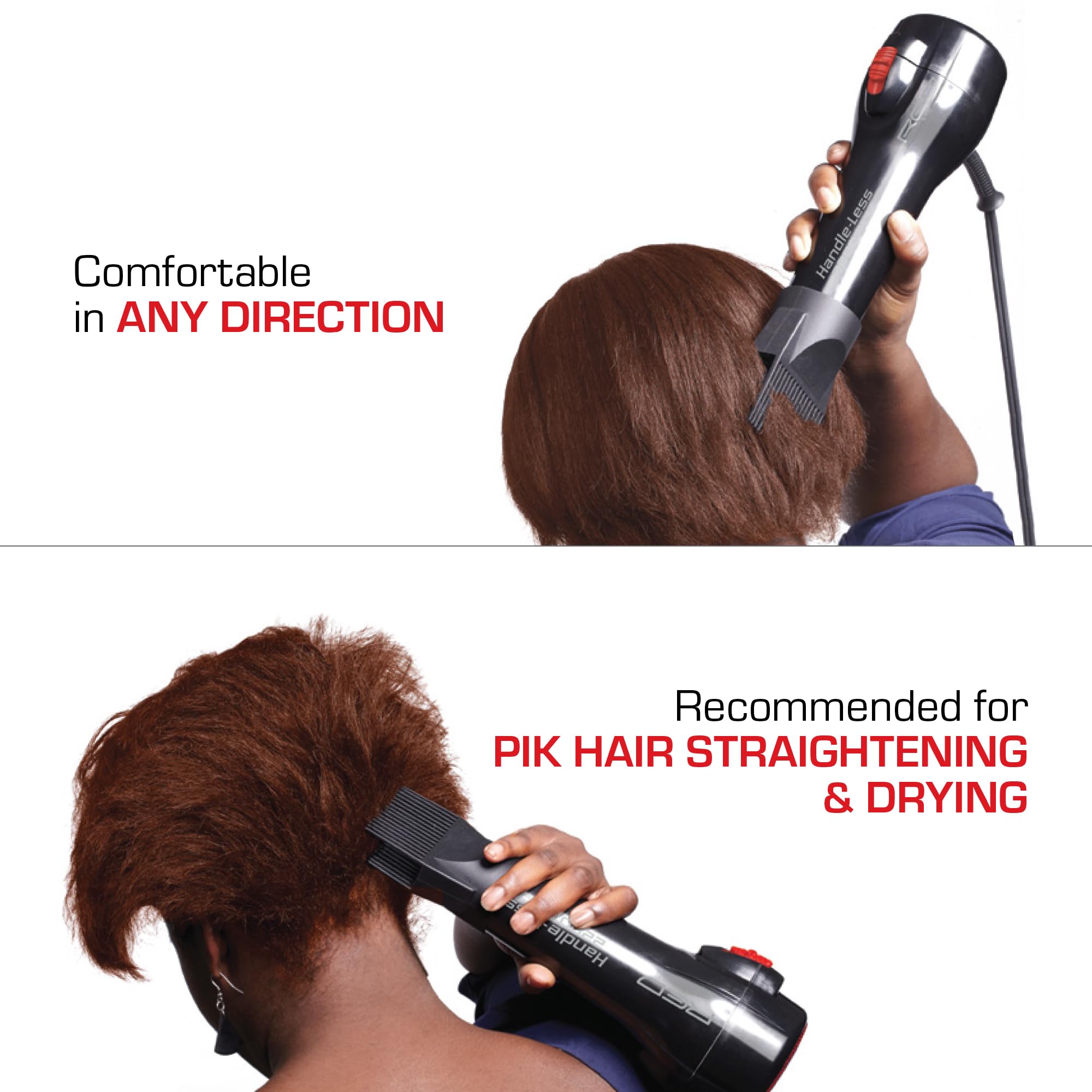 Red by Kiss 2200W dryer with straightening comb for sleek detangling and smoothing.
