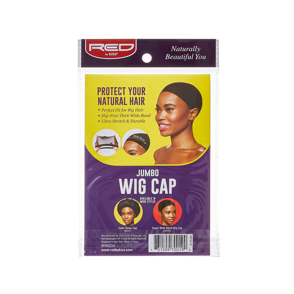 Red by Kiss jumbo wig cap black 2pc elastic close up highlights stretchy fit
