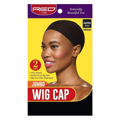 Red by Kiss jumbo wig cap black 2pc packaging shows compact set