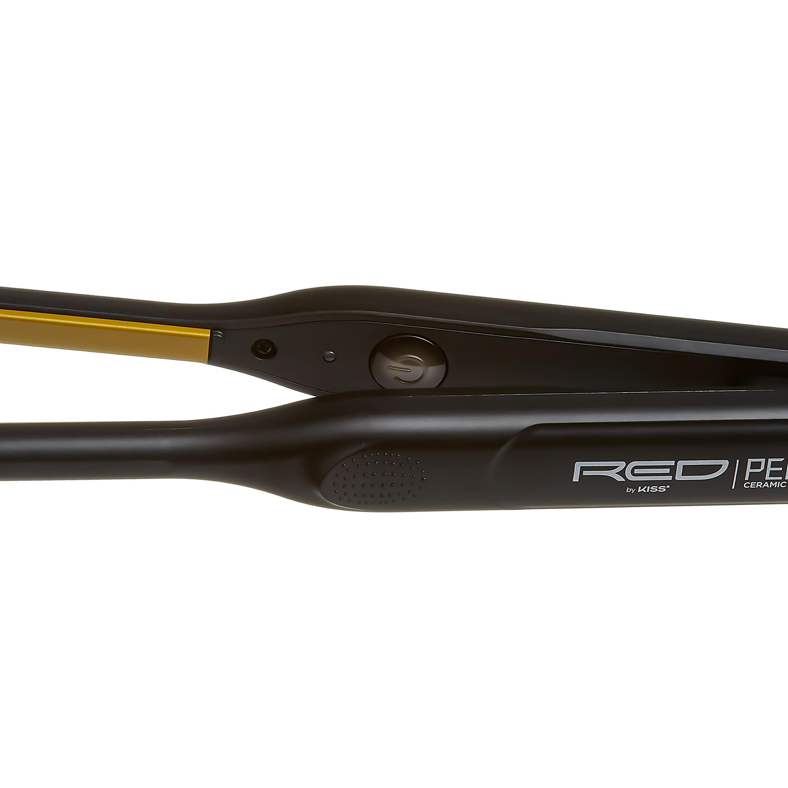 Red by Kiss Pencil Flat Iron compact design: portable styling on the go.