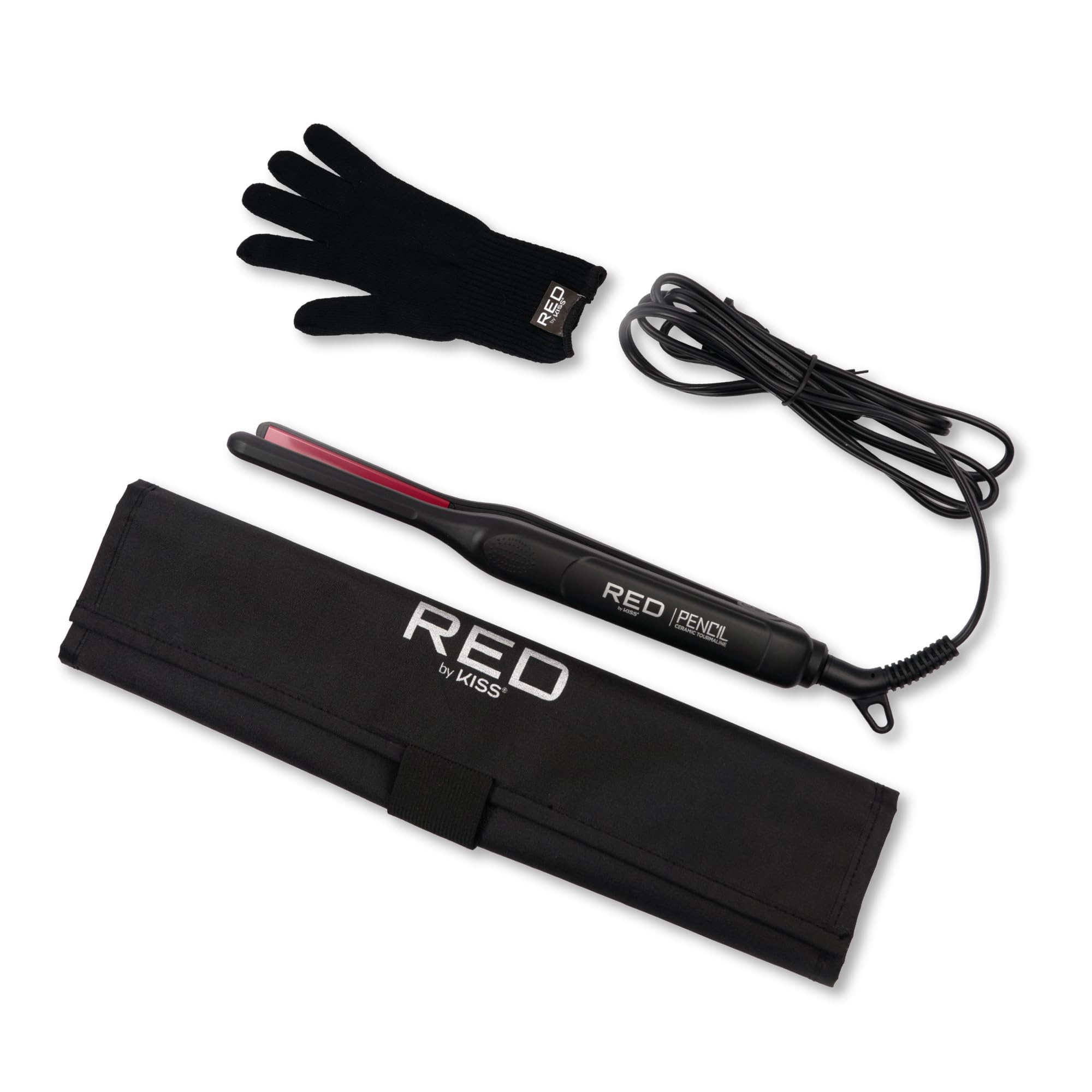 Red by Kiss Pencil Flat Iron heat 450F performance for consistent styling control.