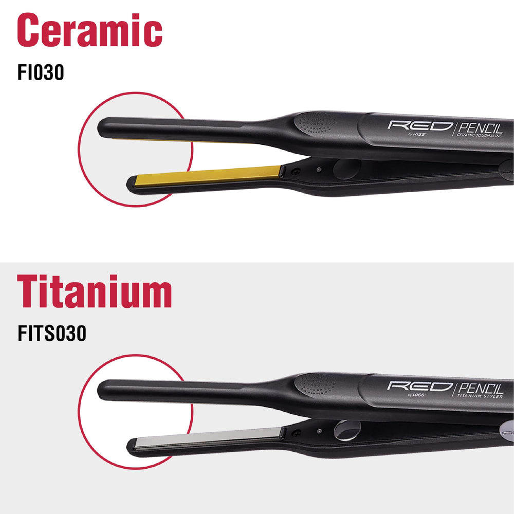 Red by Kiss Pencil Flat Iron tangle-free swivel cord: smooth maneuvering.