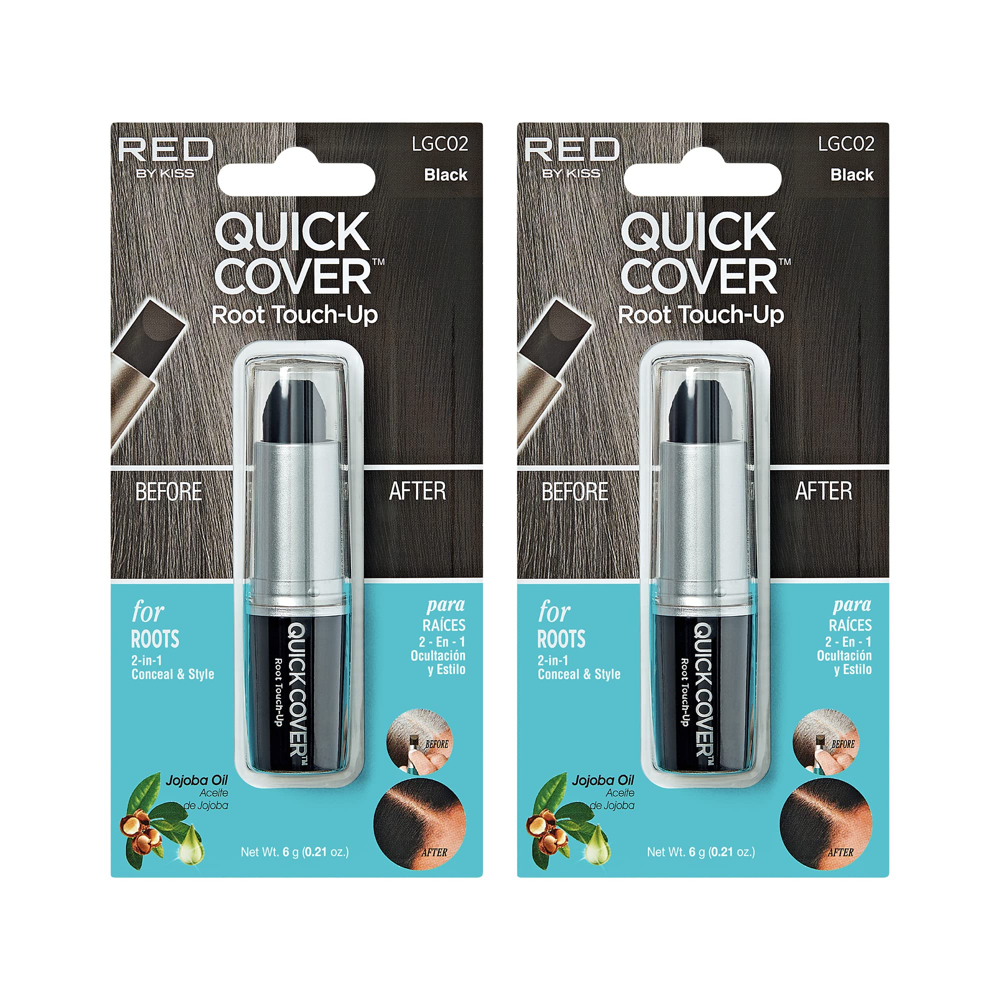 Red by Kiss Quick Cover Root Touch Up Stick black provides fast root coverage