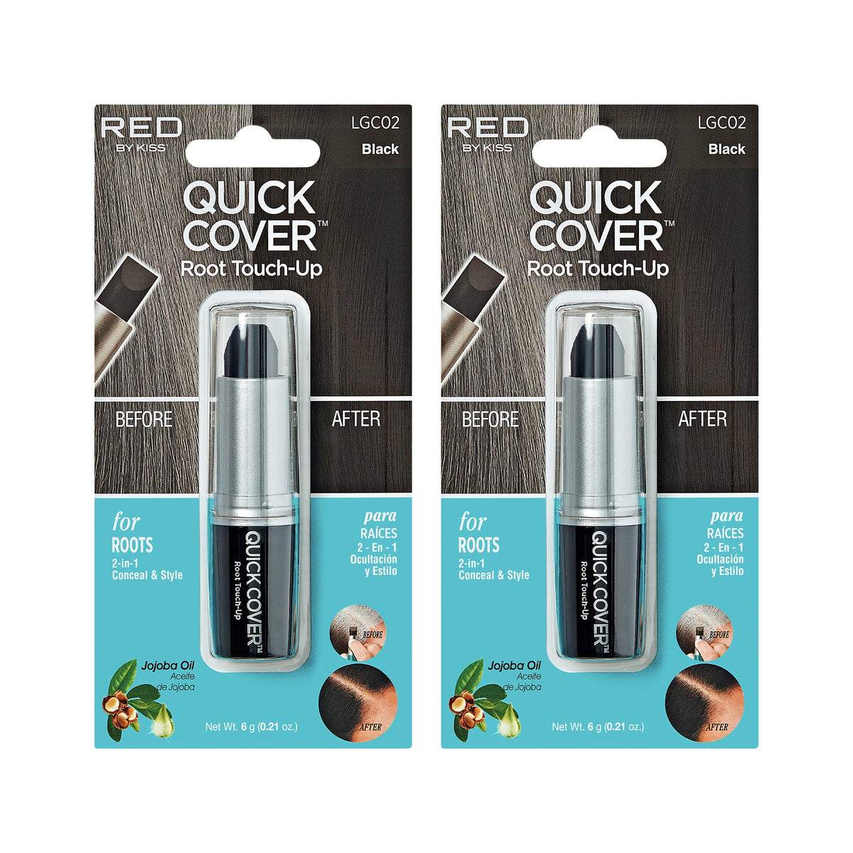 Red by Kiss Quick Cover Root Touch Up Stick black provides fast root coverage