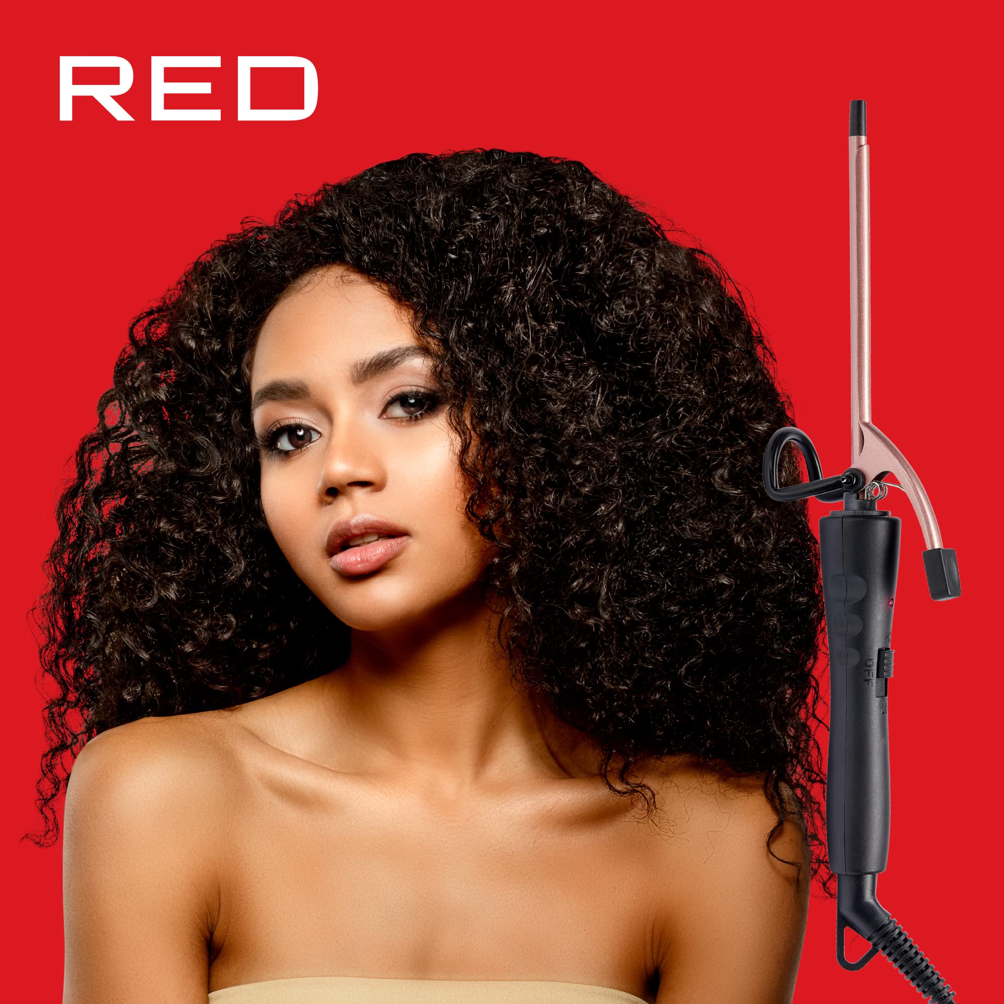 Red by Kiss curling wand delivers defined curls with even heat.