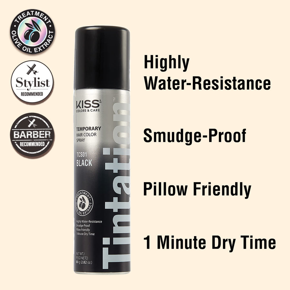 Tintation Color Spray dry formula demonstrated with no residue on hair.