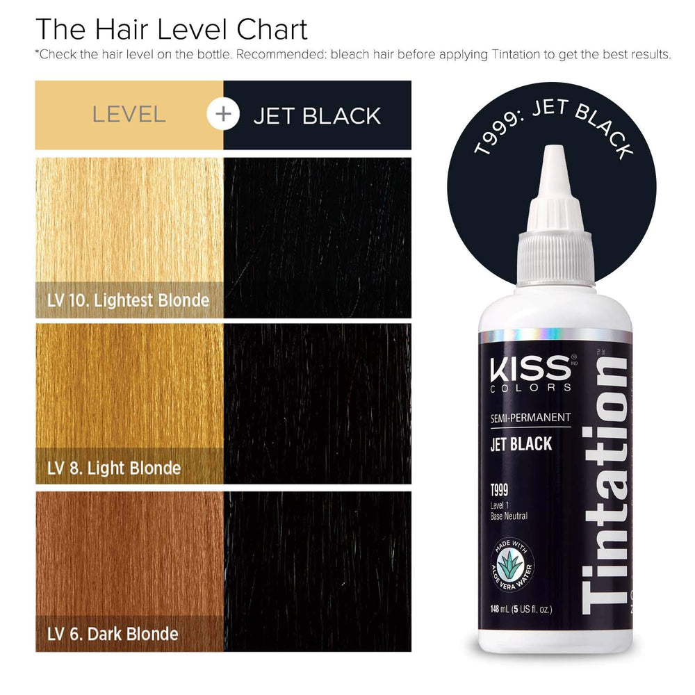Red by Kiss Tintation color swatches showing rich Jet Black shade options.