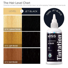 Red by Kiss Tintation color swatches showing rich Jet Black shade options.