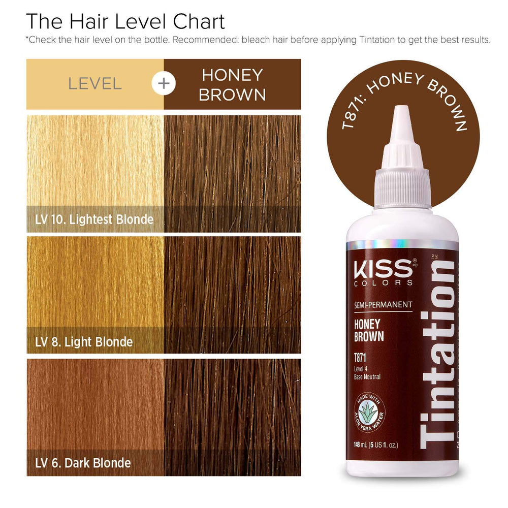 Red By Kiss Tintation Honey Brown application on a hair strand