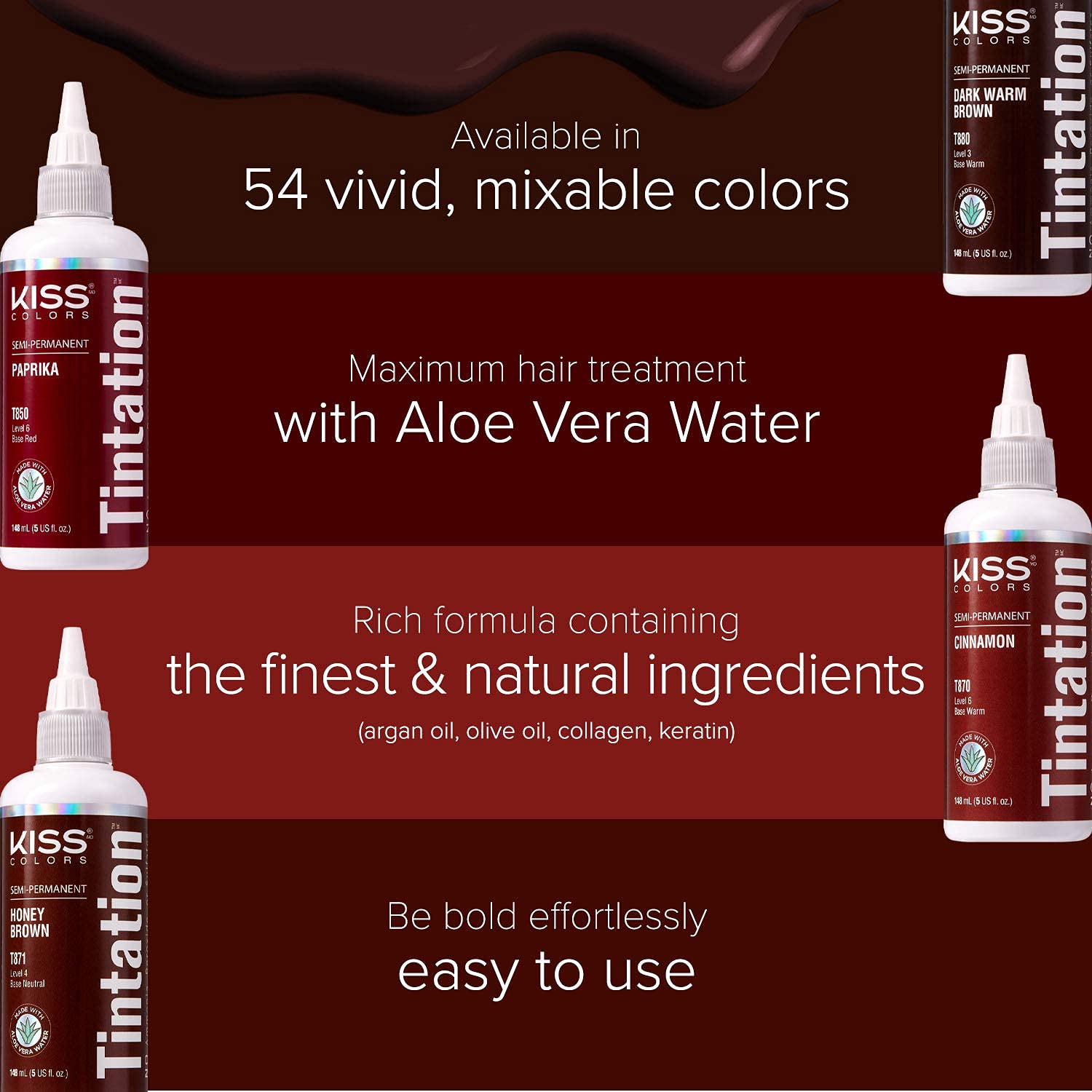 Red By Kiss Tintation Honey Brown brush applying color on hair