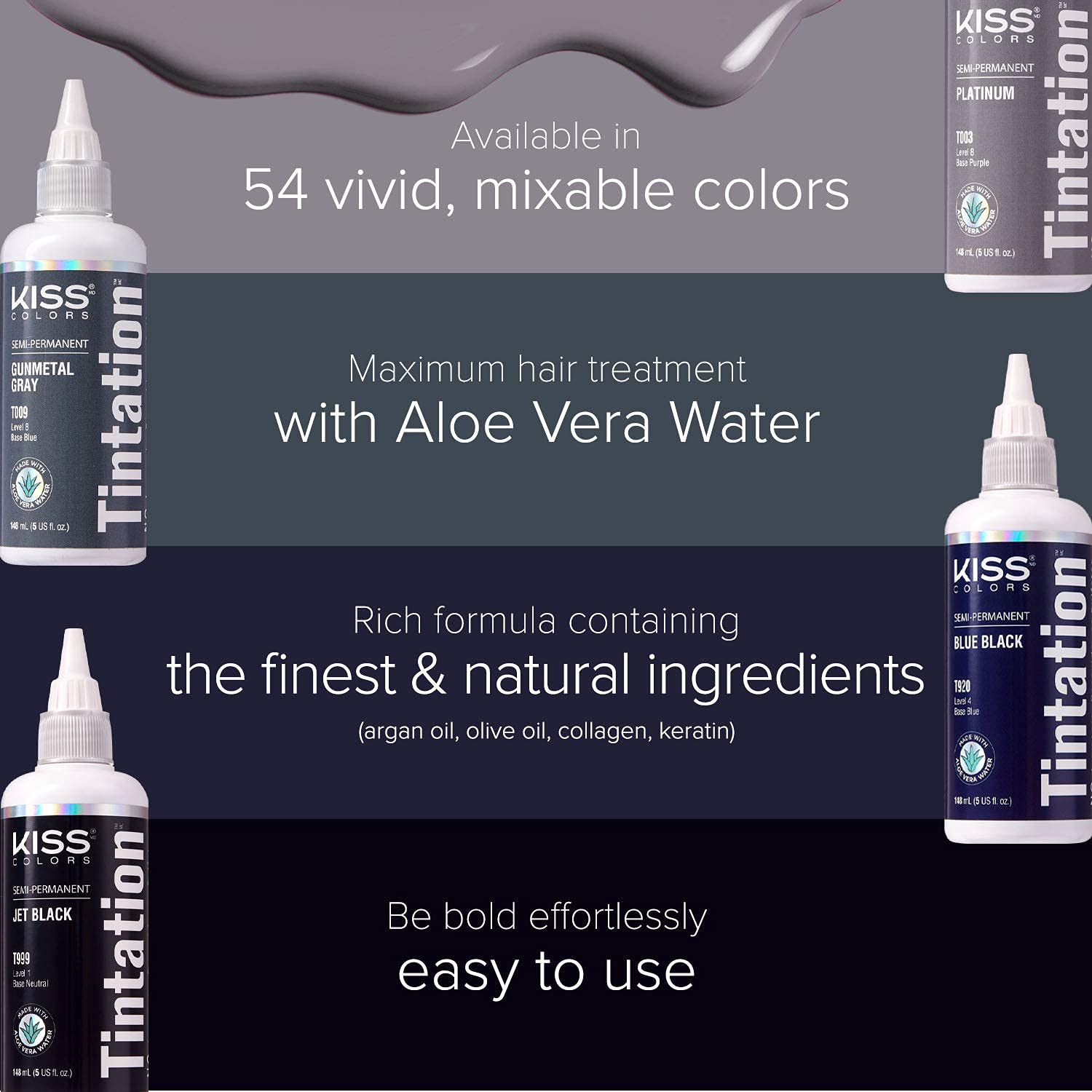 Red by Kiss Tintation Aloe Vera and oils formula nourishes hair during color.