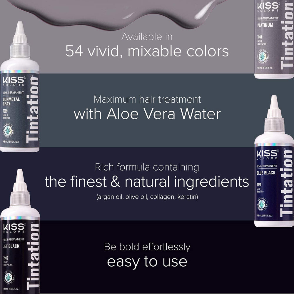 Red by Kiss Tintation Aloe Vera and oils formula nourishes hair during color.