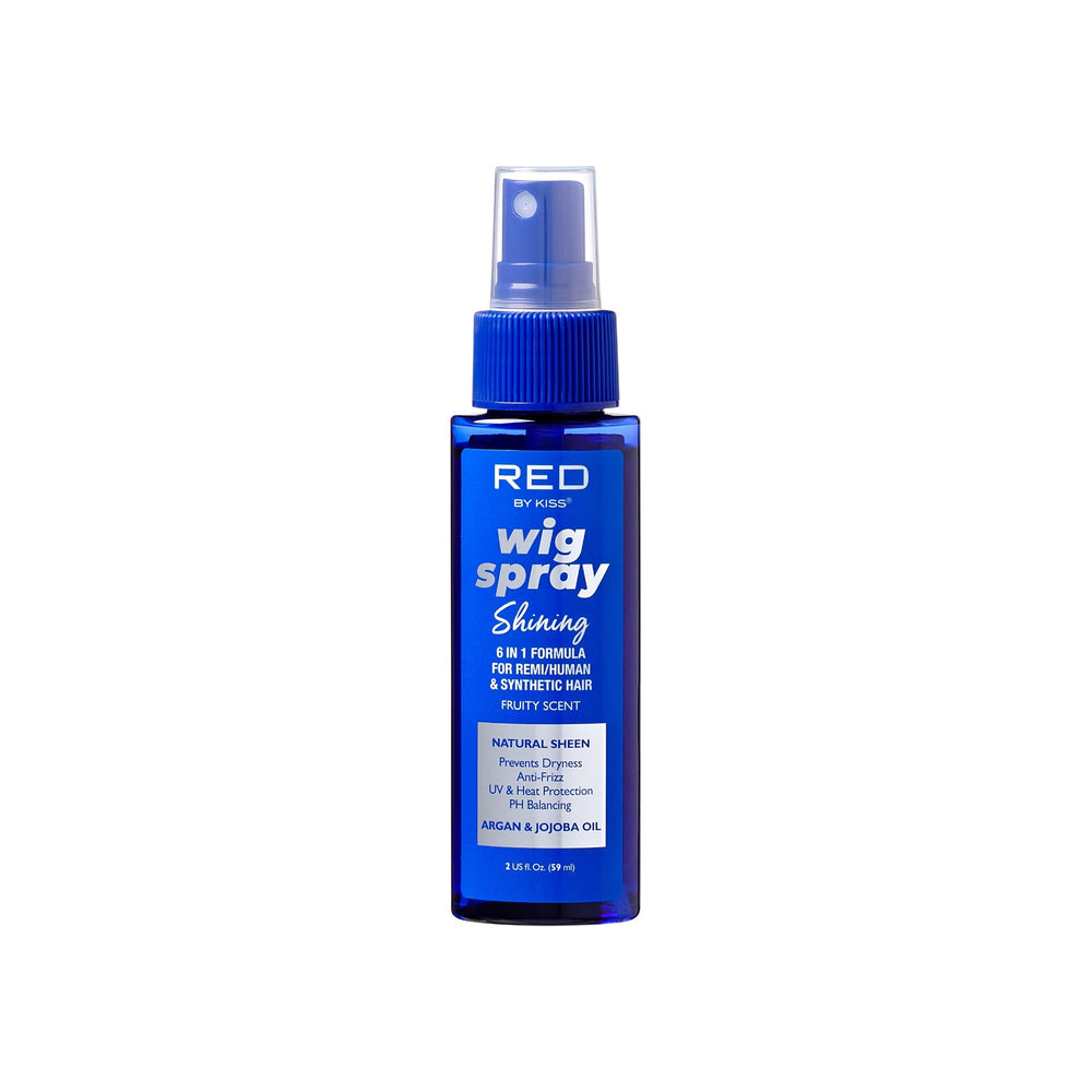 Red by Kiss Wig Spray brillo extra para cabello, mejora el aspecto suave y natural.