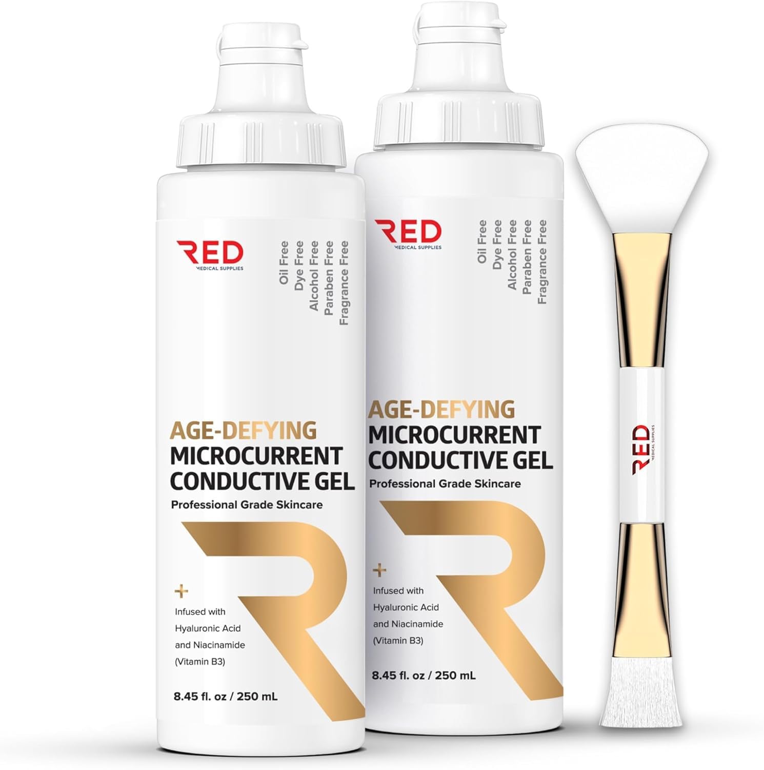RED Medical Supplies Age-Defying gel bottle front for smooth microcurrent glide.