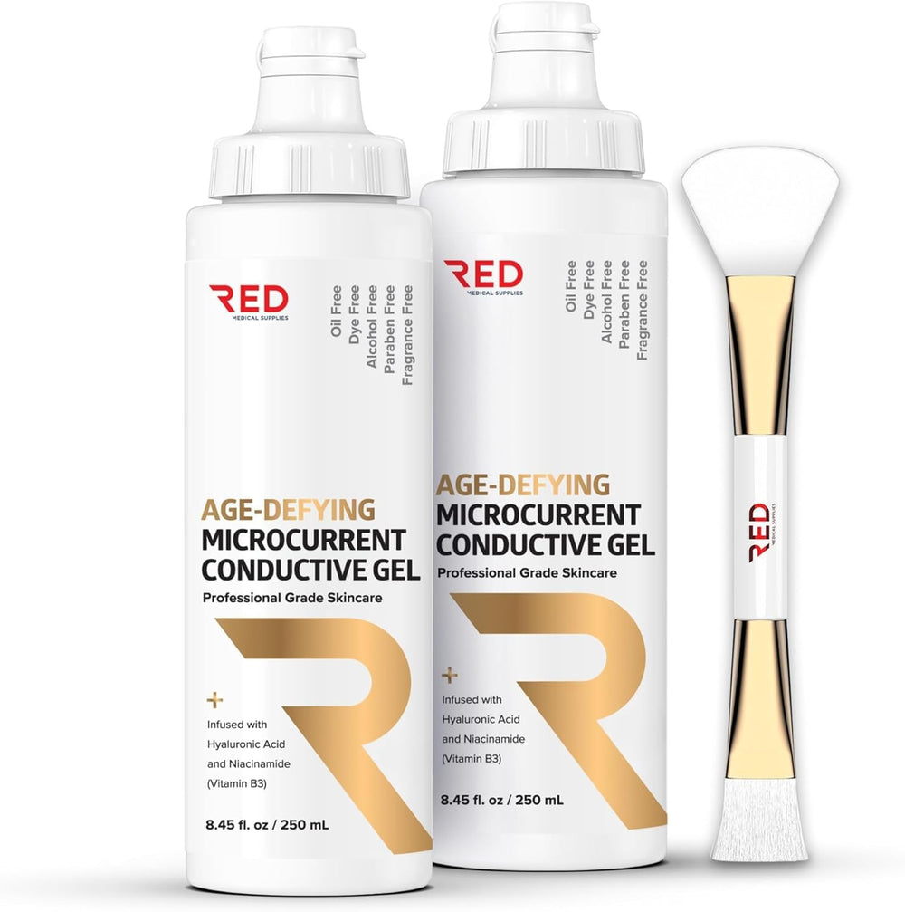 RED Medical Supplies Age-Defying gel bottle front for smooth microcurrent glide.