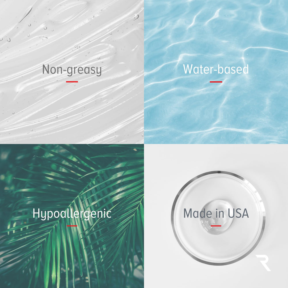 RED Medical Supplies Age-Defying Gel ingredients close-up emphasizes hyaluronic acid for hydration.