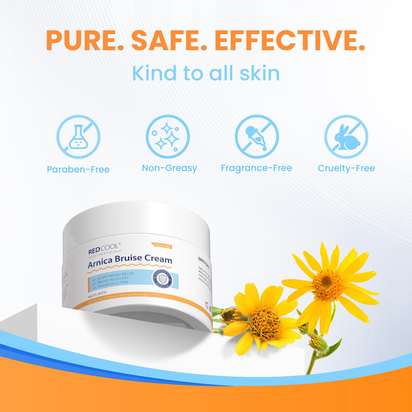 Redcool Arnica Cream applied to the face for delicate skin care.