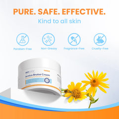 Redcool Arnica Cream applied to the face for delicate skin care.