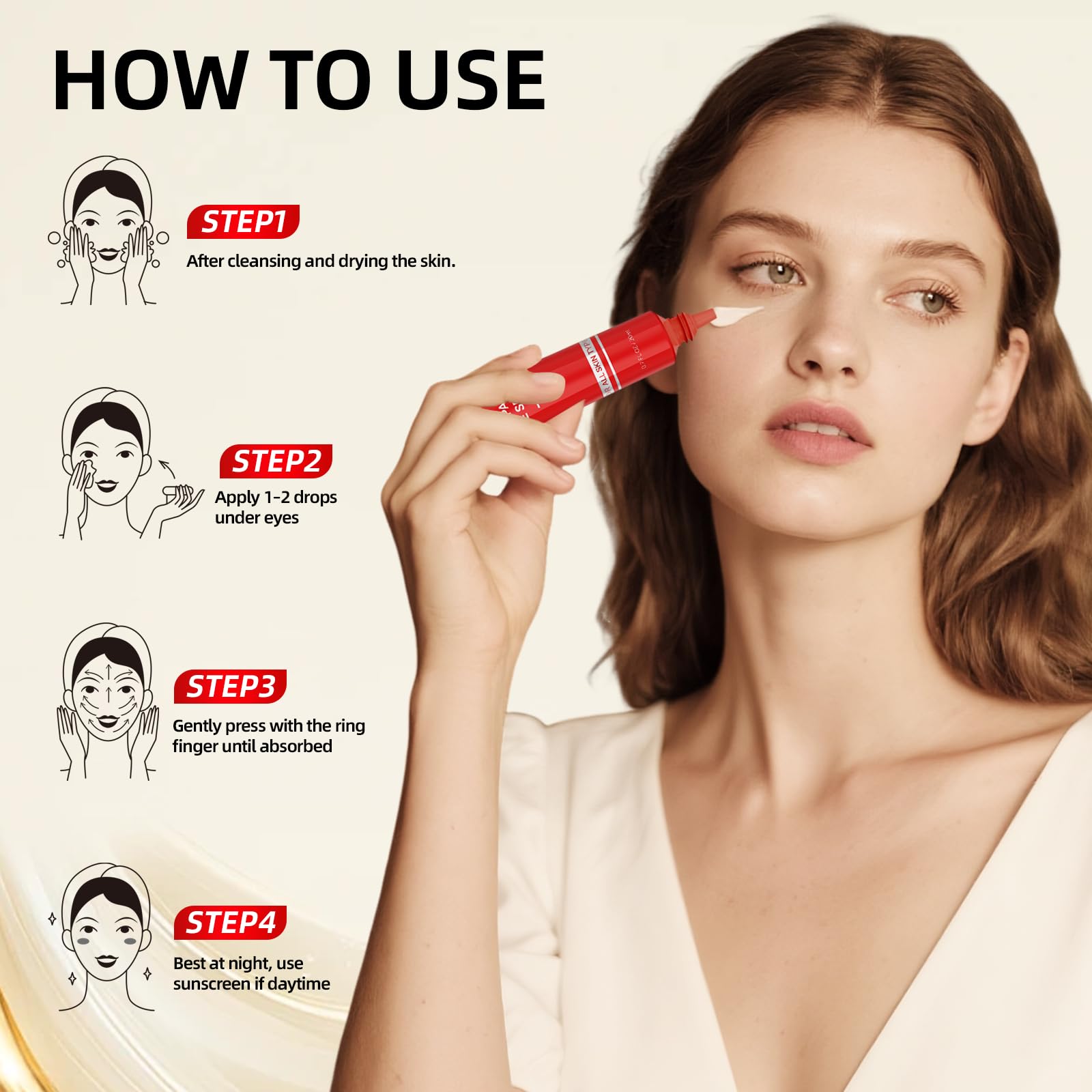 Redcool Caffeine Eye Serum retinol and peptides for smooth under-eye lines.