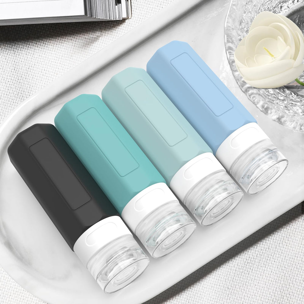 Redfly travel bottles in clear TSA bag for organized carry-on packing