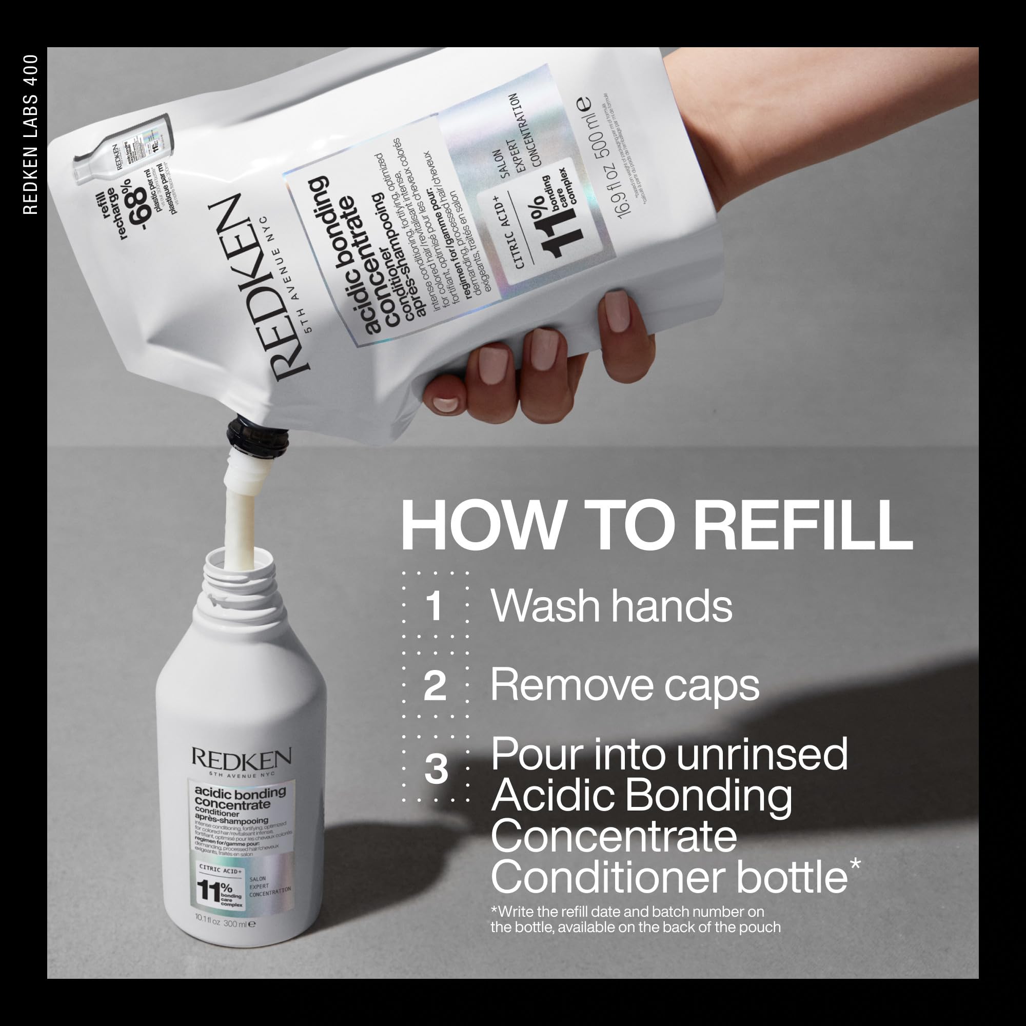 Closeup of Redken Acidic Bonding Concentrate Conditioner bottle