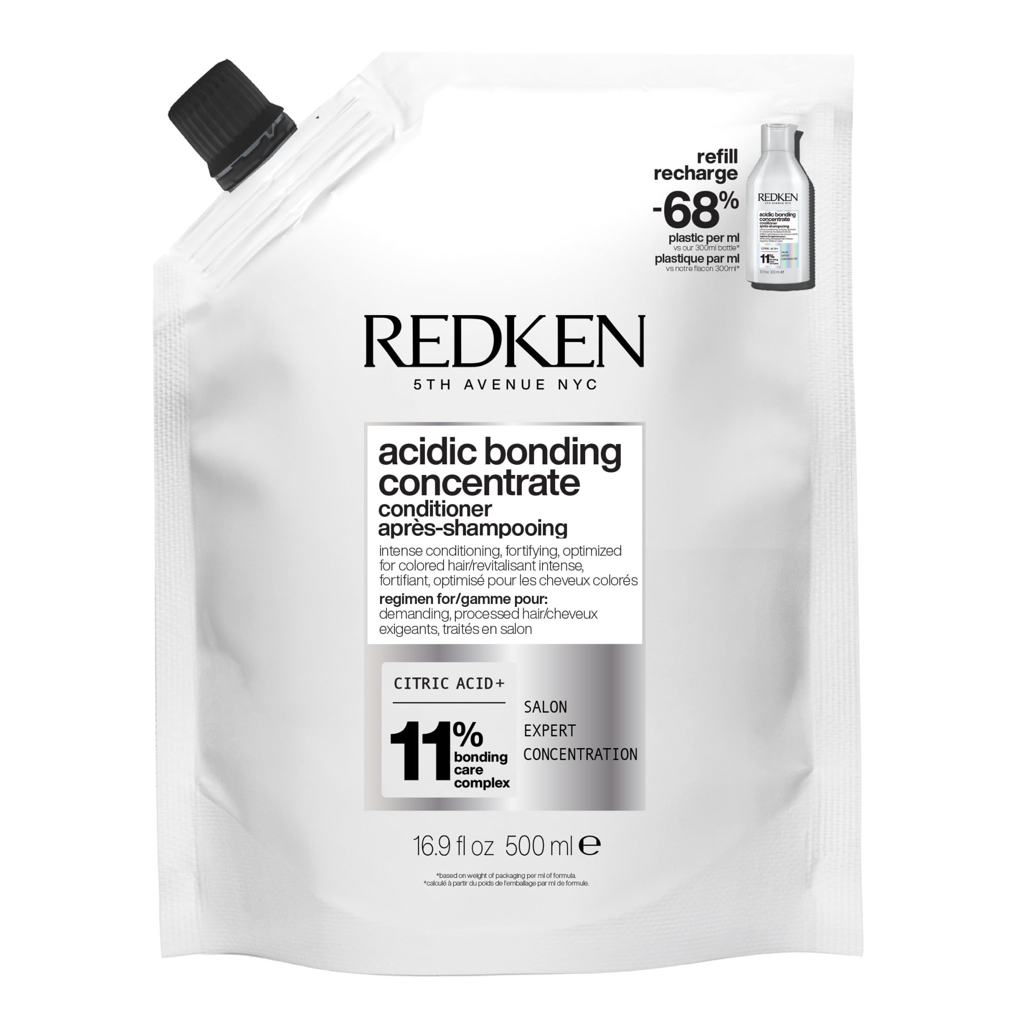 Redken Acidic Bonding Concentrate Conditioner bottle illustrating color protection and bond support