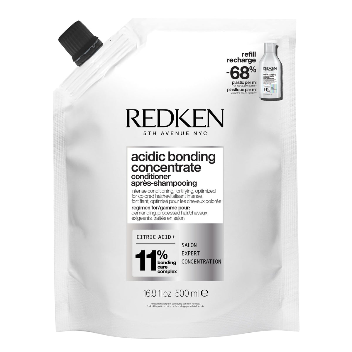 Redken Acidic Bonding Concentrate Conditioner bottle illustrating color protection and bond support