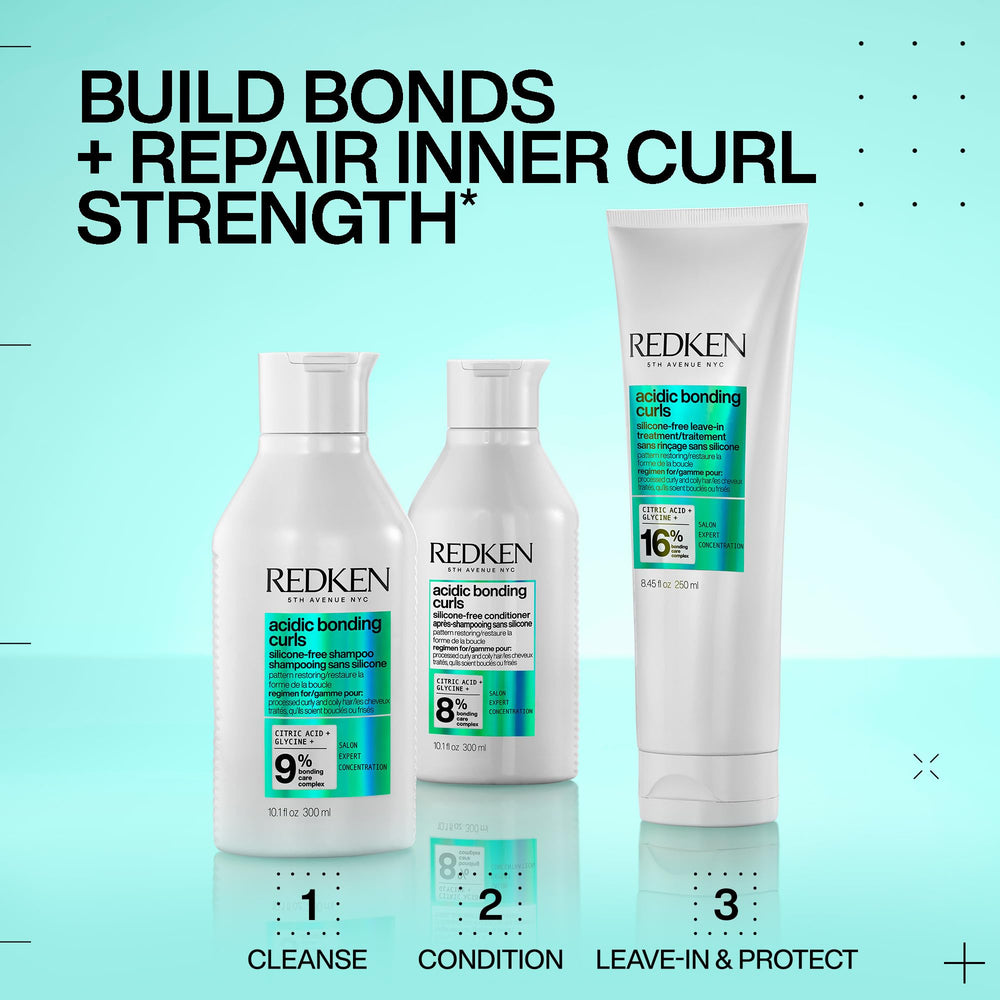 Redken Acidic Bonding Curls bond-building technology illustration for curls.