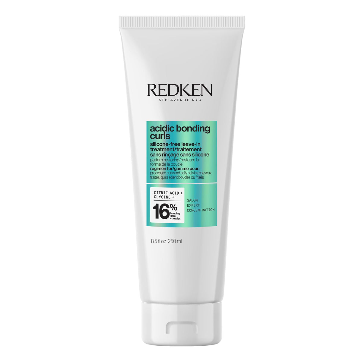 Redken Acidic Bonding Curls Leave-In bottle promotes defined, healthier curls.